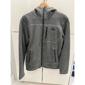 North Face Men’s Small Gray Hooded Zip Up Fleece Jacket/coat